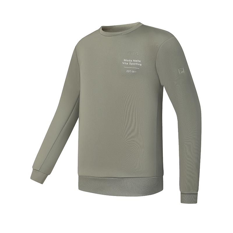 Fila Fitness Simple Casual Pullover Long Sleeve Sweatshirt Men Sweatshirt Smoke-Olive Khaki A11M511205F-DK