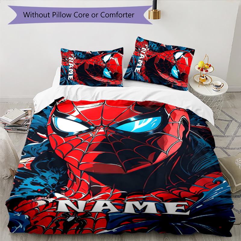 3pcs Spider Man1 Cover Set - Personalized Name, HD Printed Bedding with 1 Cover and 2 Pillowcases - Perfect for Home Decor, Easy Care