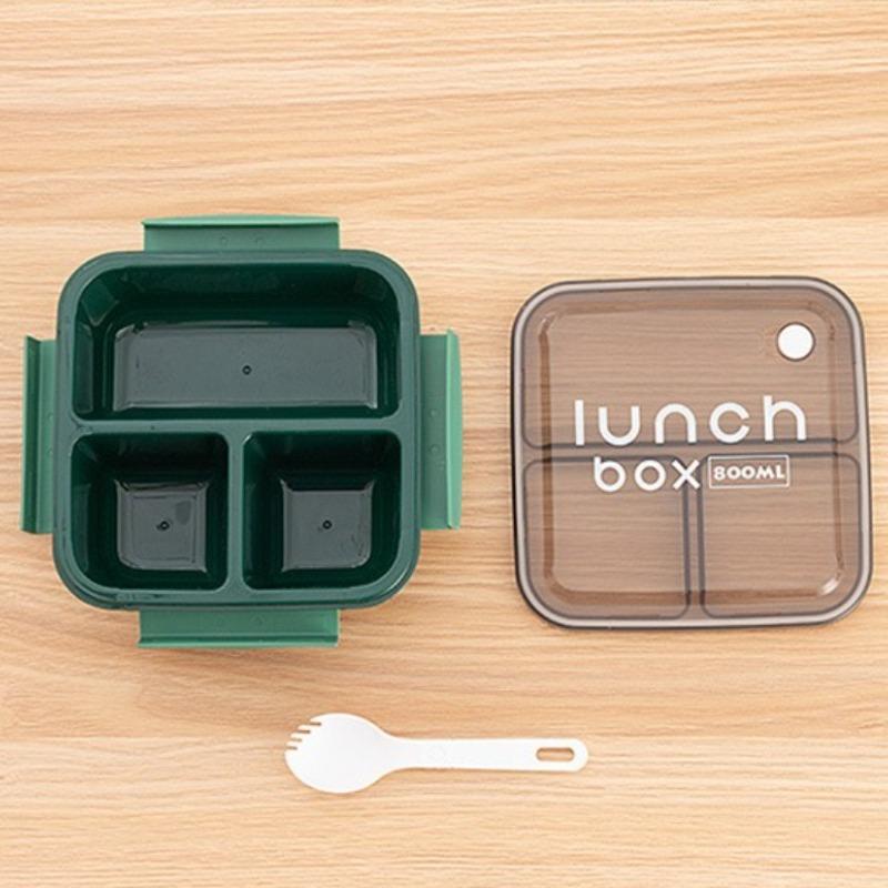 1Pcs 800/1100Ml Plastics Compartmented Lunch Box Microwave Safe Bento Box With Cutlery Food Storage For Student Worker Tableware