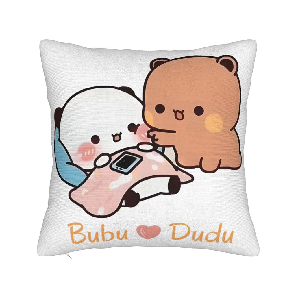 I Love You Bear and Panda Bubu Dudu Bear Pillowcase Soft Fabric Cushion Cover Gift Pillow Case Cover Home Zipper Xcm