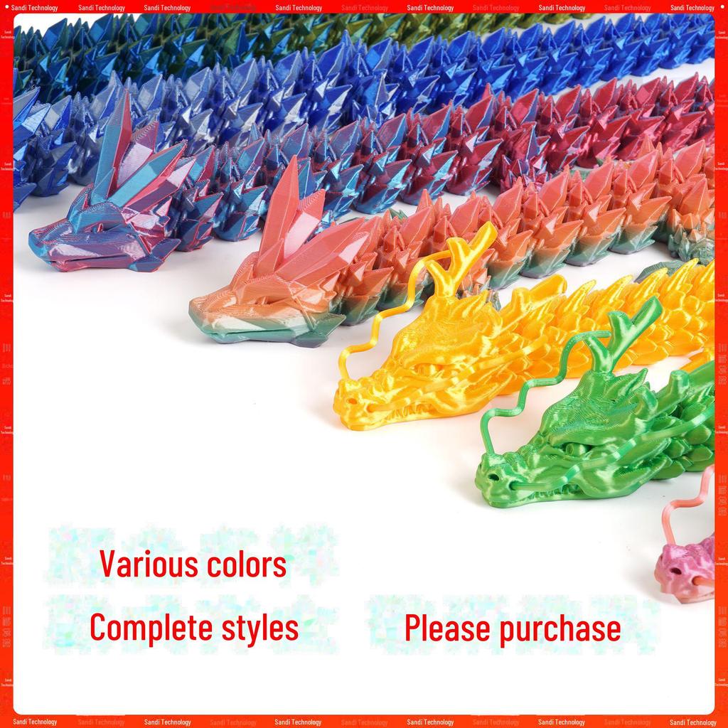 "Handcrafted 3D Printed Crystal Dragon Ornaments - Chinese Dragon & Dragon Egg Toys"