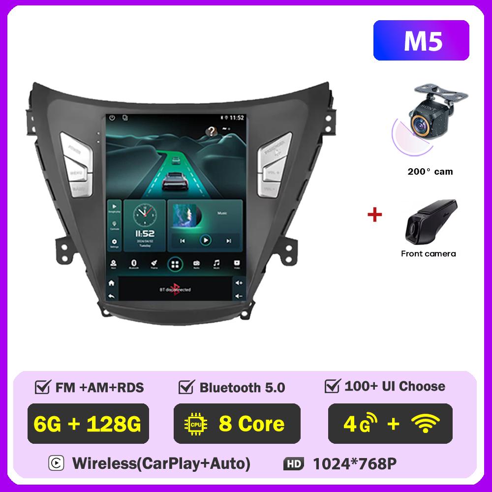 Car Radio 9.7 Inch For Hyundai Elantra Avante I35 2011-2013 Carplay Vertical Screen Wireless Android Auto GPS Tesla Style