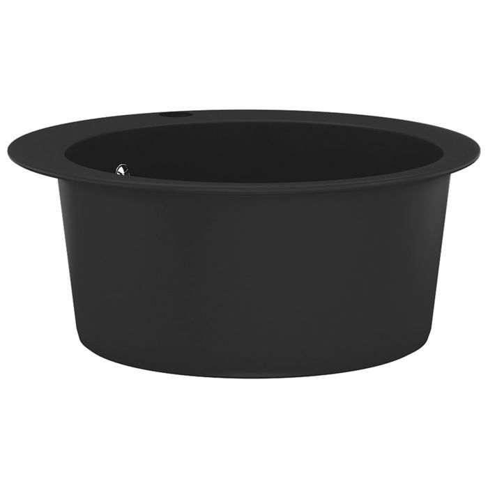 VidaXL Évier de Cuisine Granit Bac Unique Rond Noir Cuvette Lavabo de Cuisine 142956