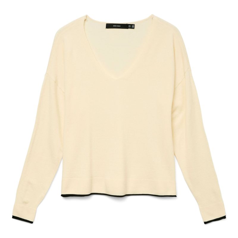 Pull Breeze Fine Knit V-neck with Piping Woman VERO MODA