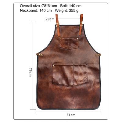 Chef Apron for Men Women Waterproof Leather Apron with Pockets Cross-Back Straps for Kitchen BBQ