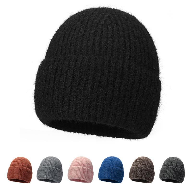 Winter Cashmere Knitted Hat Outdoor Thick Warm Wool Hat Cold-Proof Hat