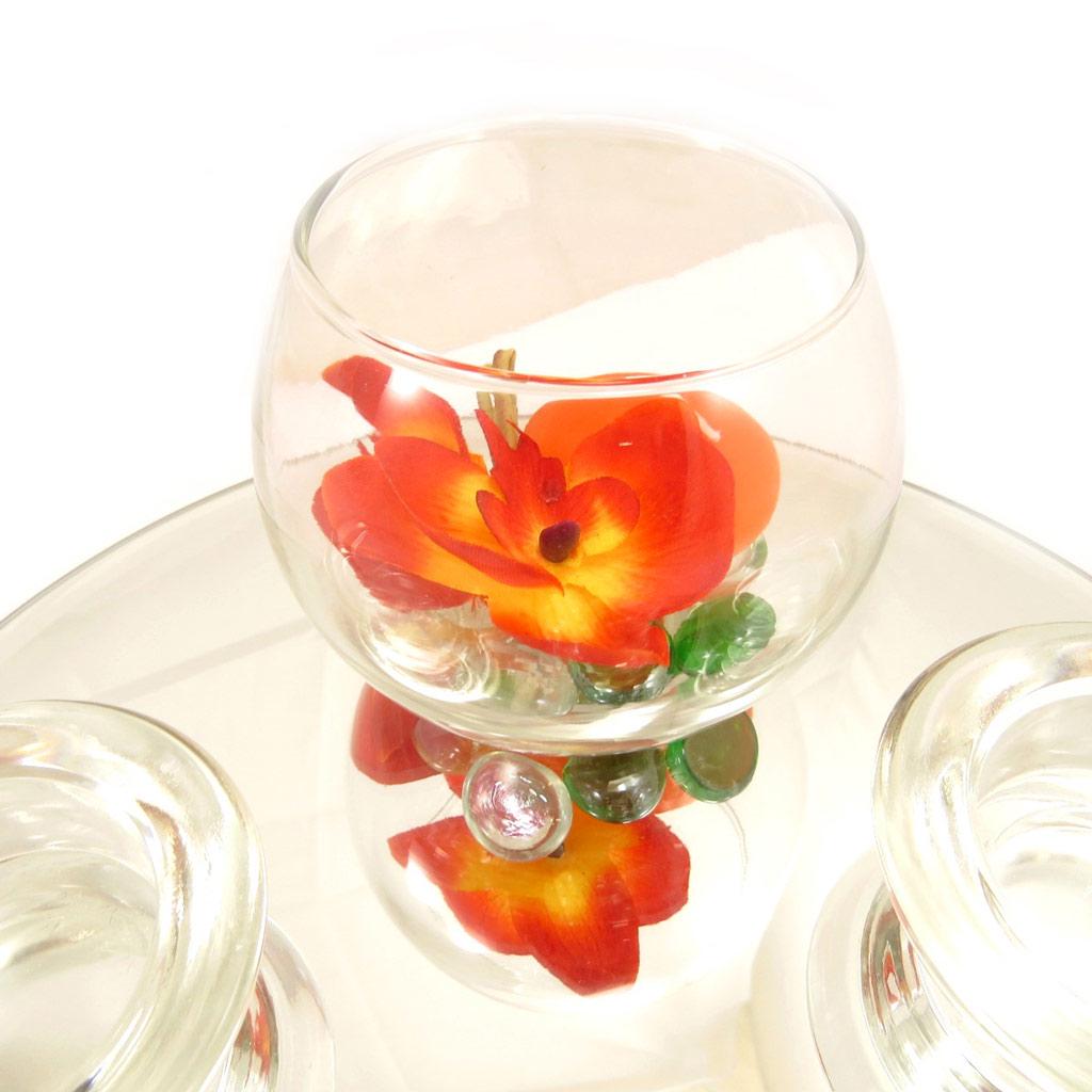 Les Trésors De Lily [L4085] - Floating Candle Tray 'Belle De Soie' Mirror (orange) - 25x9 Cm