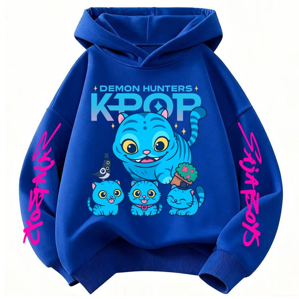 Cute Children's Clothes KPop Devil Hunter Fashion Print Casual Movie Girls Boys Winter Casual Woolen Hoodies