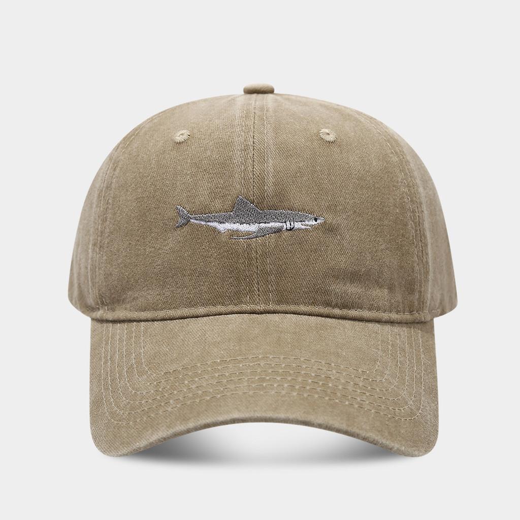 Vintage Haifisch Baumwoll-Baseballkappe Mit Stickerei Für Streetwear Und Sonnenschutz