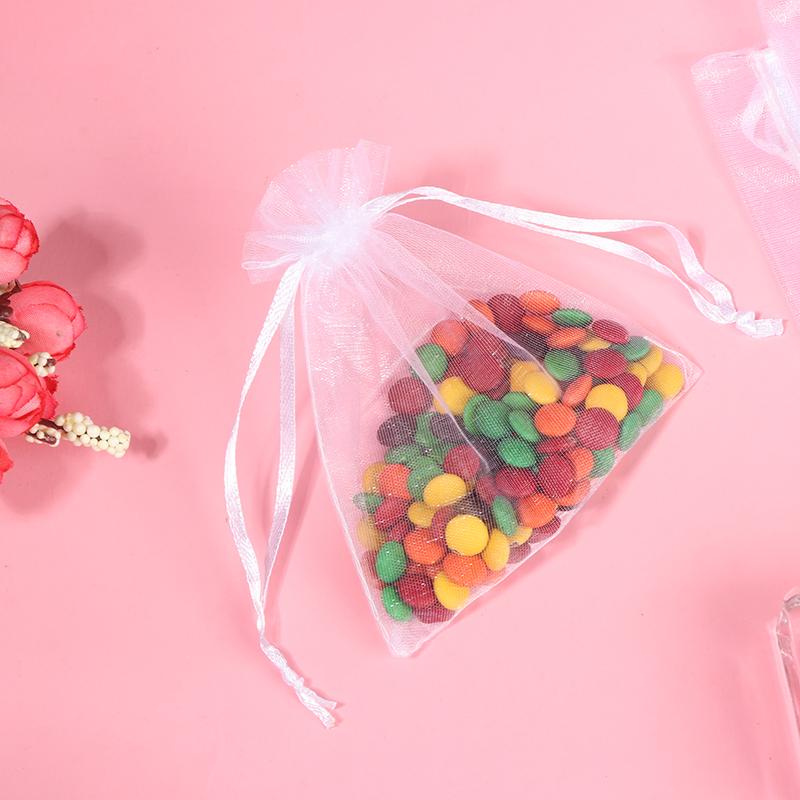 100pcs Drawstring Organza Bag Jewelry Pouch Wedding Party Favor Gift Bag White
