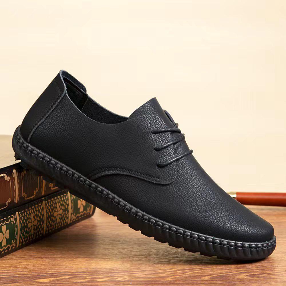 Fashion Work Soft Plain Male Casual Shoe Lace Up Common Size 44 Footwear Offer Designer In Promotion Slip-on Adults Men's Leather Shoes