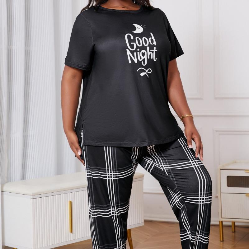 Damen Pyjamas Damen Sommer Loose Comfort Print Kurzarmhose Pyjama Set