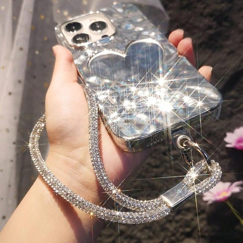Luxury Glitter Flashy Rhinestone Cell Phone Charm Lanyard For iPhone Samsung Diamond Crystal Phone Wrist Straps Keychain Hanging 1