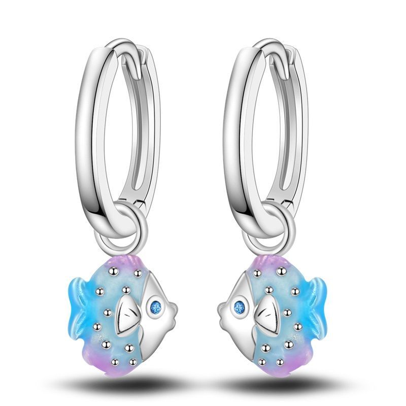 Orstarry 925 Silver Starry Mermaid Tail Hoop Earrings For Women Original Love Jewelry Party Gifts