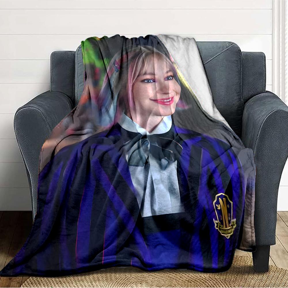 1pc Addams Family Wednesday Enid1 Blanket, Gift, for Men and Women, Soft Blanket, Good for Sofa Bed Couch Travel, Lightweight Flannel Blanket