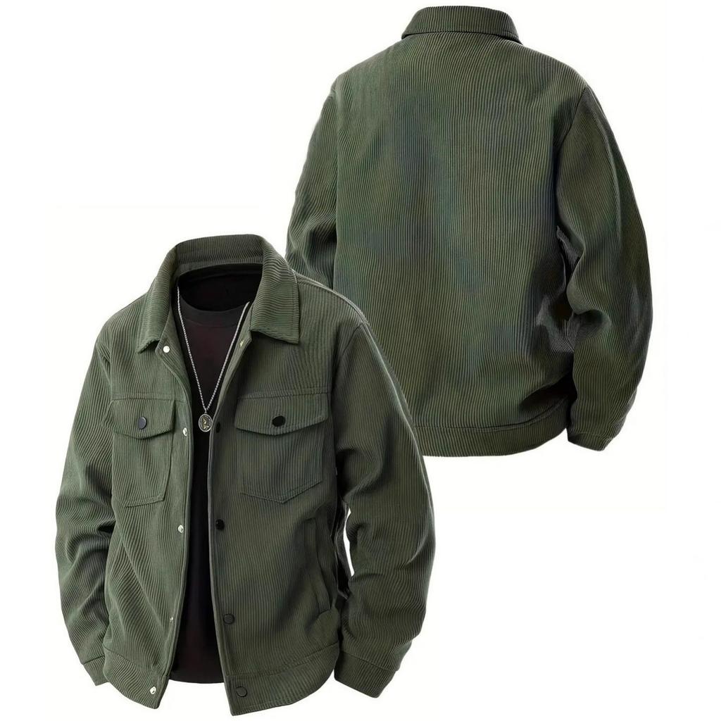 Corduroy Single-breasted Casual Sports Trend Pocket Jacket Men's Lapel Long-sleeved Shirt