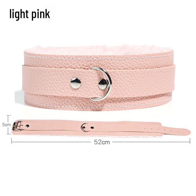 Jiuai SM Leather Collar & Metal Chain Leash - Fun Alternative Adult Sex Toys for Couples