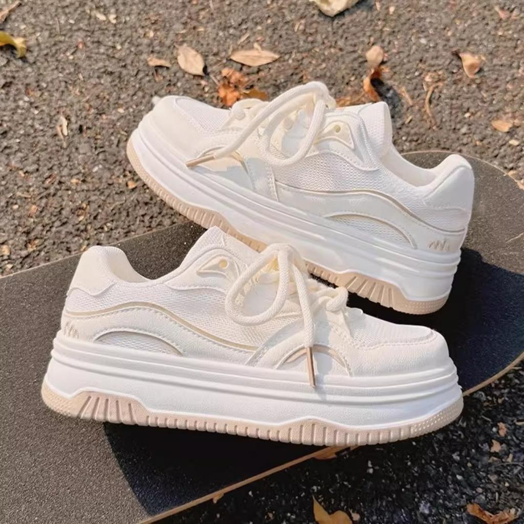 Summer women's shoes little white shoes women's 2025 new breathable mesh shoes versatile niche bread shoes platform sports board shoes