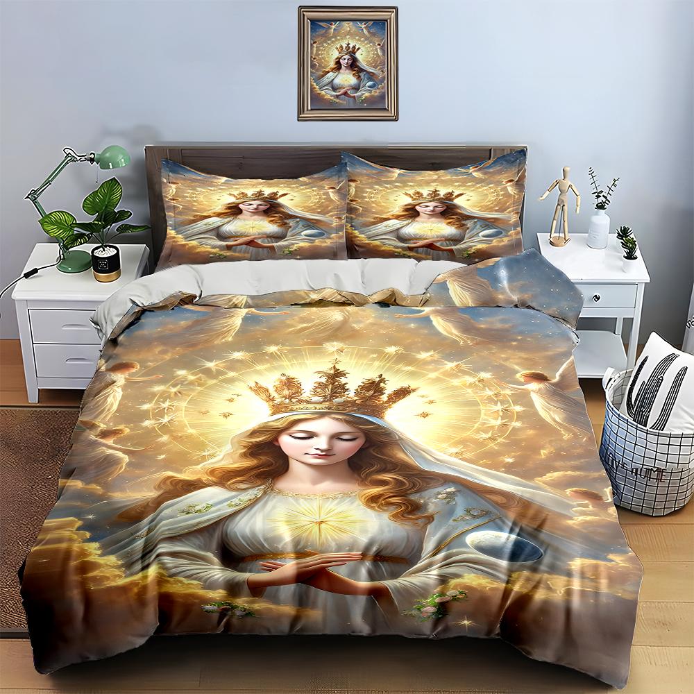 Golden Celestial Portrait Bedding Duvet Cover Sets Duvet Covers Pillowcases Gifts (1 * Duvet Cover 2 * Pillowcases, Without Duvet Insert)