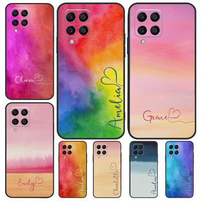 Coque Cœur Nom Aquarelle Personnalisée Pour Samsung Galaxy M12 M22 M32 M52 M13 M23 M33 M53 M20 M21 M31 M51 M14 M34 M54 M30s