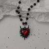 Gotische Vleermuis Kruis Donker Hanger Ketting Set, Y2K Gepersonaliseerde Doorn Liefde Zwarte Kraal Gestapelde Ketting Set, Geschikt als Halloween G