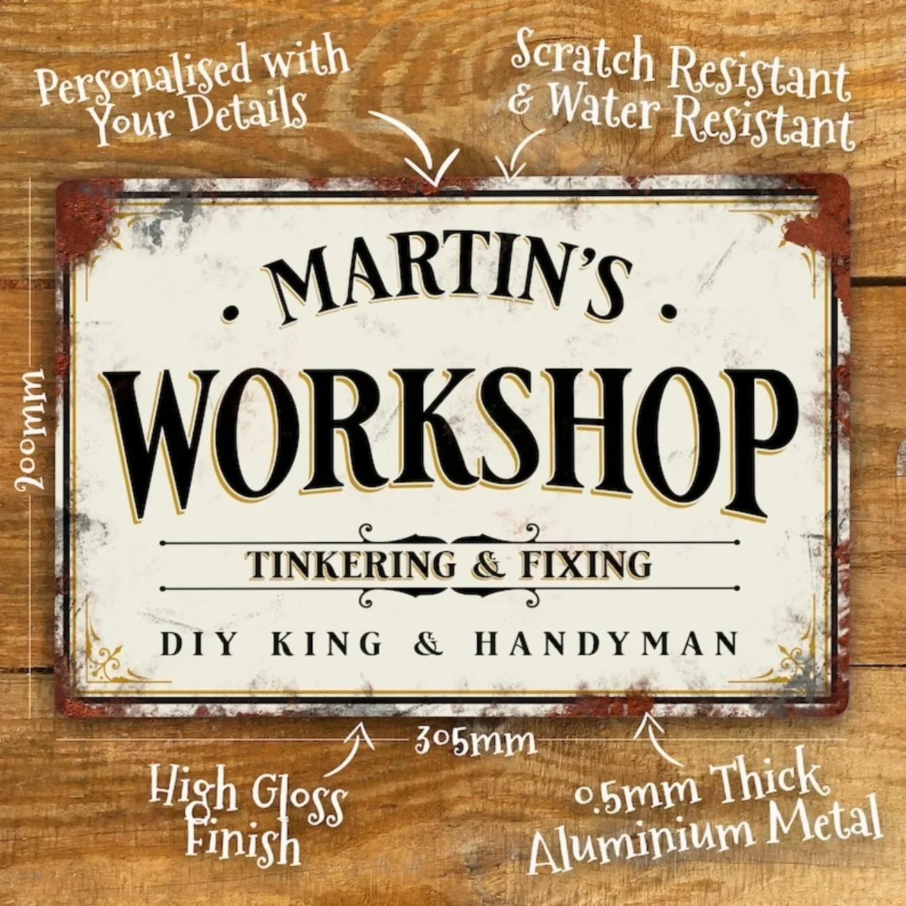 Custom Personalized Vintage Retro Garage Sign Waterproof Aluminium Metal Plaque Wall Decor красный