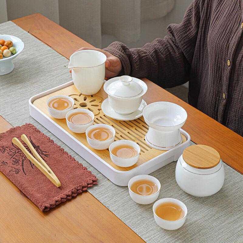 Dehua White Porcelain Mutton-Fat Jade Gongfu Tea Set
