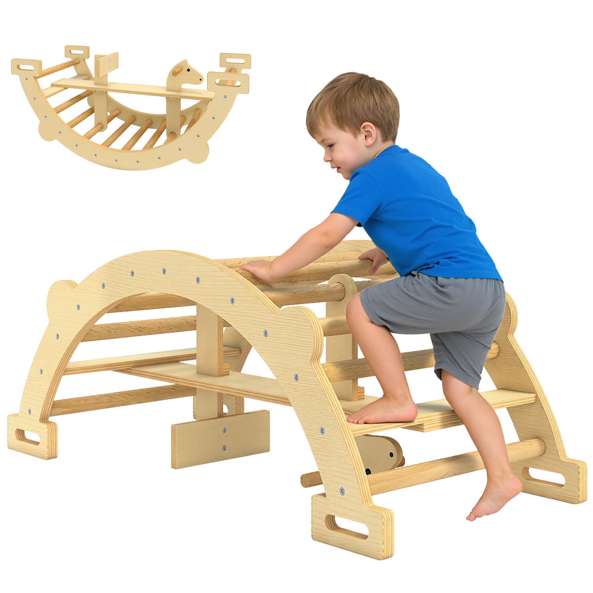 Montessori telpu kāpšanas rāmis, 2-in-1 koka