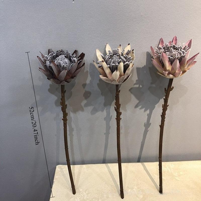 1Pc Simulation Single Dried King Protea Flower, for Wedding Home Decoration Holiday Decoration Valentine's Day Gift Birthday Gift