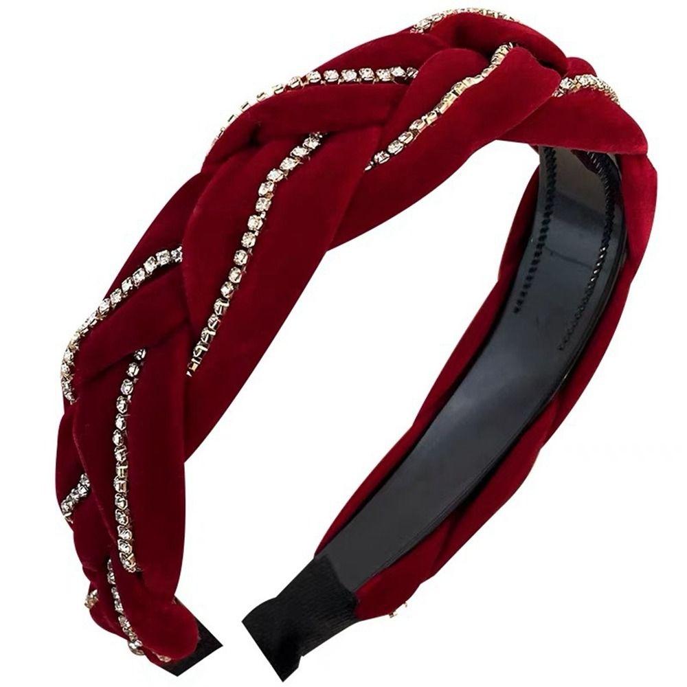 Wide Edged Crystal Bow Headband Solid Color Wide Edged Headband Fashion Bow Hair Hoop  Women Girls