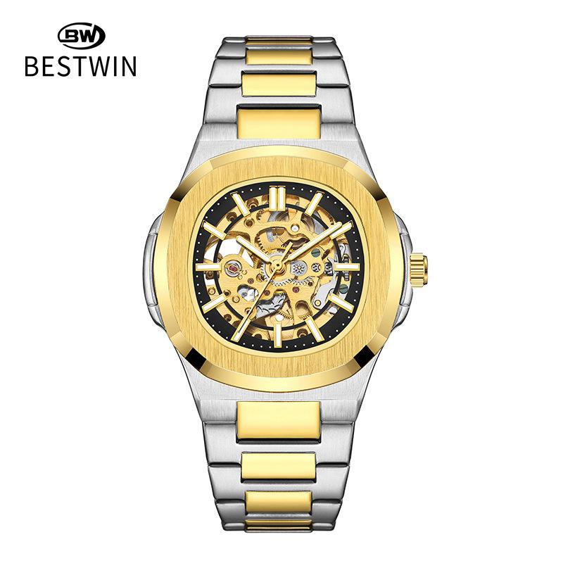 Double-sided hollow luminous men's watch, fully automatic mechanical watch, high-end waterproof men's watch, alloy watch