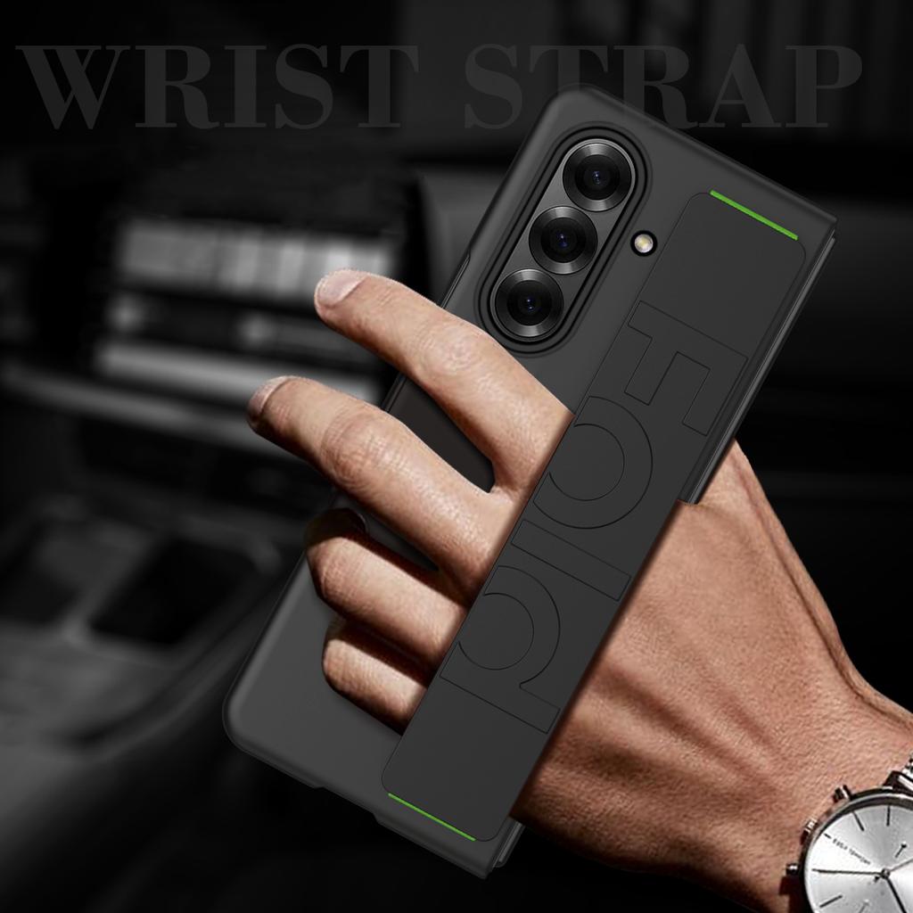 Luxury Soft Silicone Wrist Strap Bracket Phone Case For Samsung Galaxy Z Fold 7 6 5 4 3 2 Ultra Thin Matte Hard Protection Cover