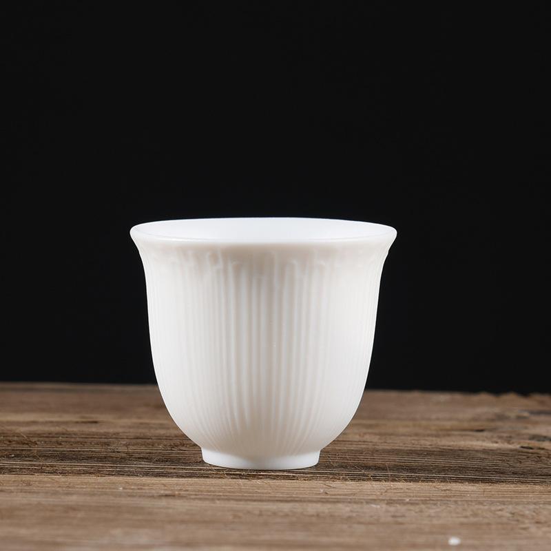 White Porcelain Kung Fu Tea Set, Household Simple Teapot, Teacup Ceramic Cover Bowl, Complete Set of High-end White Porcelain Gifts