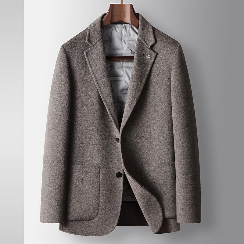Autumn and Winter Unloading White Duck Down Wool Single West Business Warm Double-sided Wool Suit Jacket