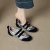 Cowhide Version~ French Retro Style Color Matching Light Mouth Mary Jane Shoes 2025 New Round Head Commuter Flat Shoes