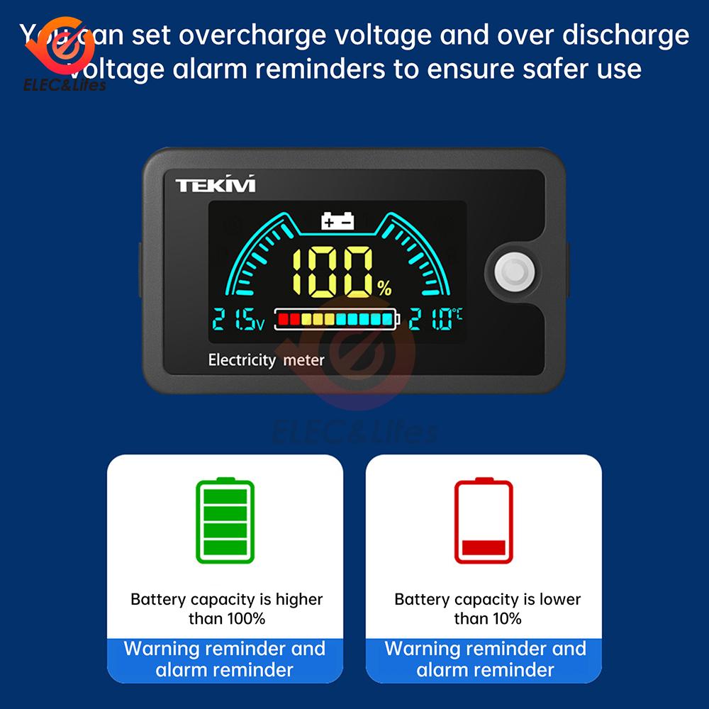 6819D Battery Voltmeter DC 8V-111V Capacity Indicator Power Meter Lithium LiFePO1 lead-acid cell 11V 11V 18V LCD Screen Display
