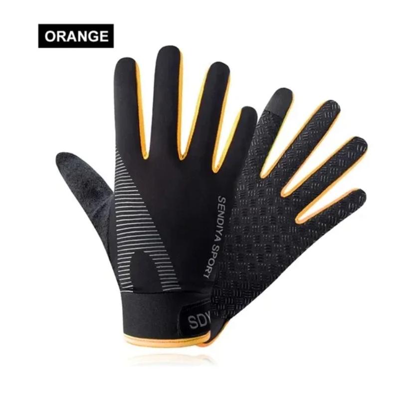 

1 пара летних велосипедных перчаток, дышащие, нескользящие перчатки для горного велосипеда, шоссейного велосипеда, весенние перчатки с сенсорным экраном и полным пальцем, мотоциклетные перчатки XL оранжевый