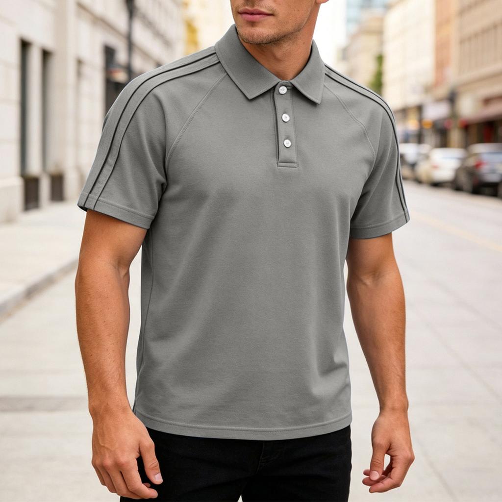 Men's Casual Lightweight Breathable Short Sleeve Polo Shirt with Classic Collar and Button Placket Suitable for Everyday Wear
