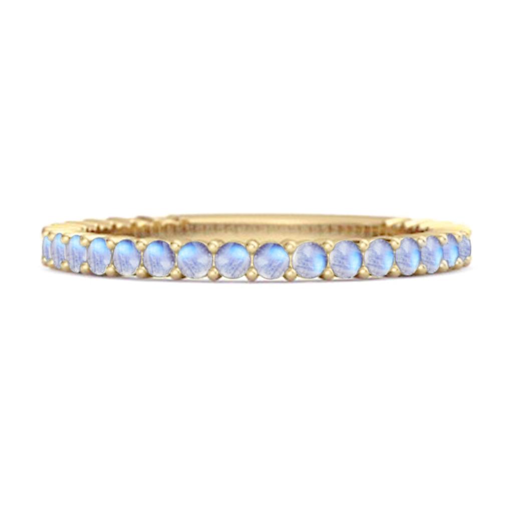 Moonstone Eternity Band Ring - 925 Stelring Silver Gold Vermeil