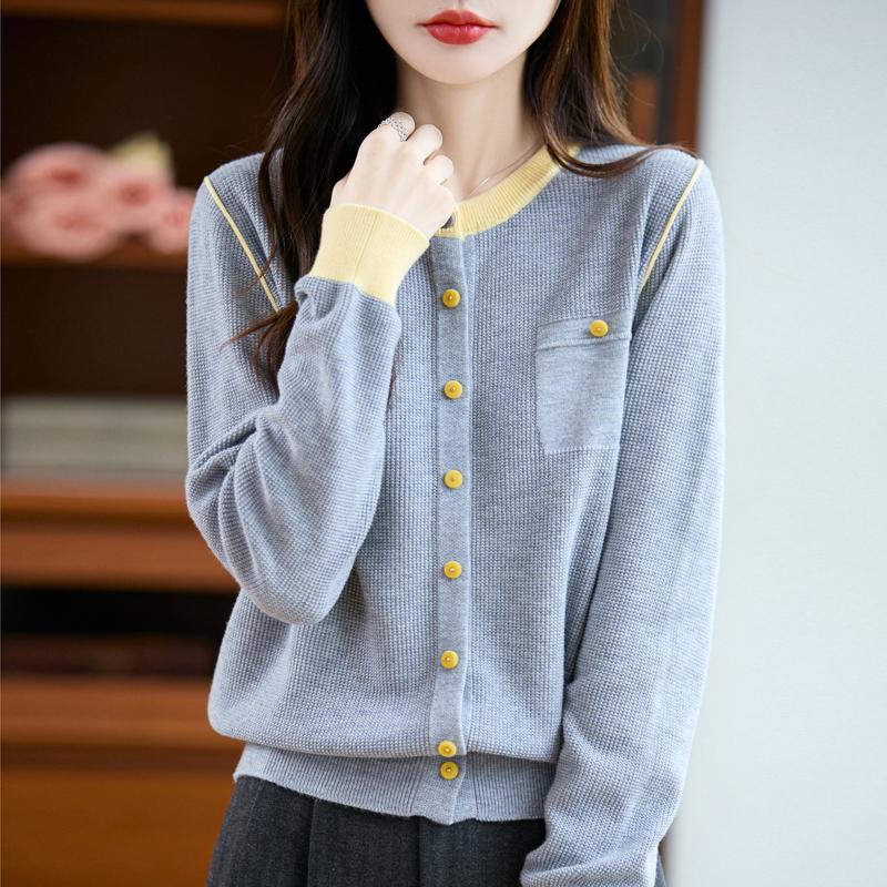 Женский кашемировый кардиган QingHe 30% кашемира - Мягкий и теплый свитер из смесовой шерсти L