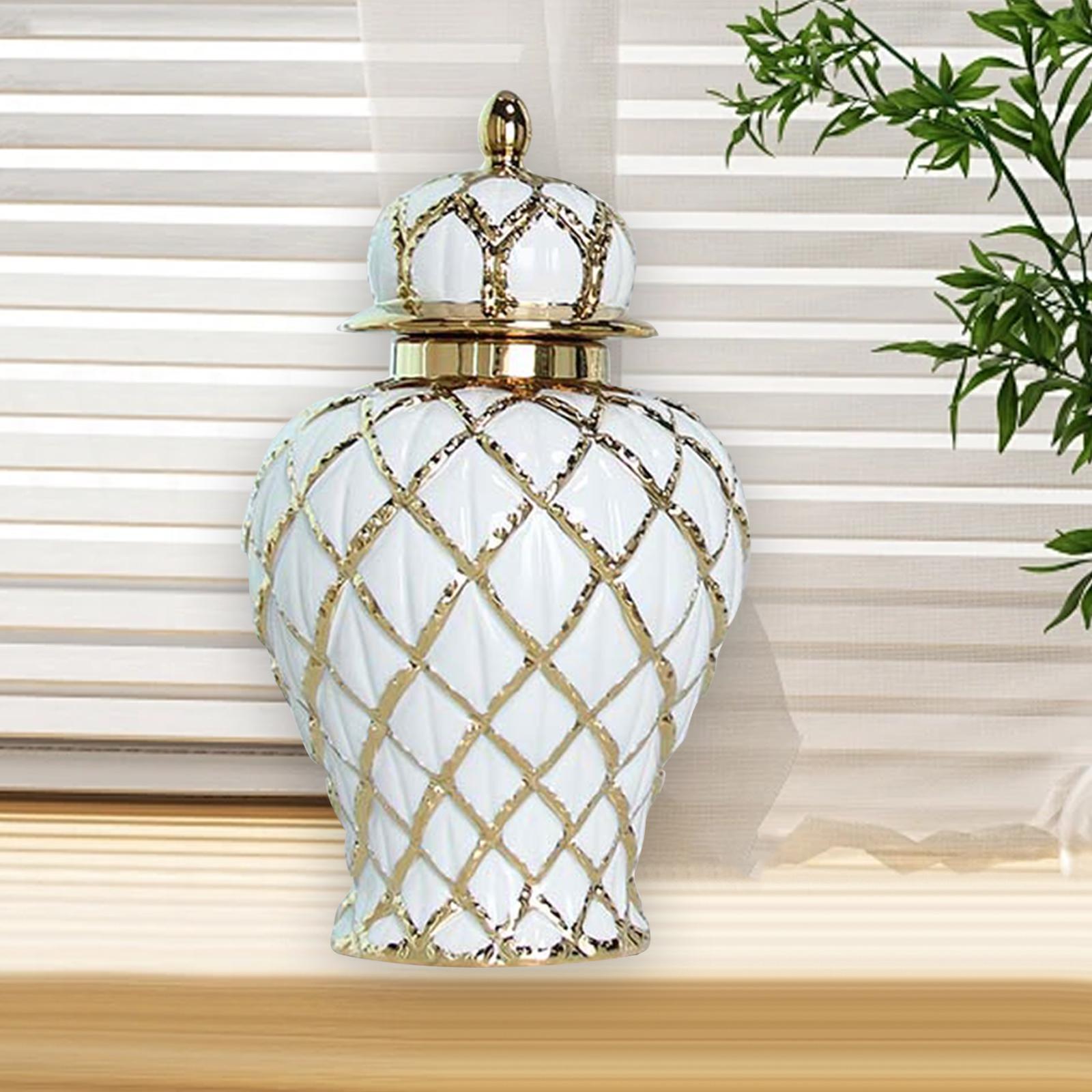 

Декоративная банка для имбиря, украшение, идеальный подарок, многофункциональная элегантная фарфоровая ваза для внутреннего рабочего стола, спальни, камина, сада белого золота