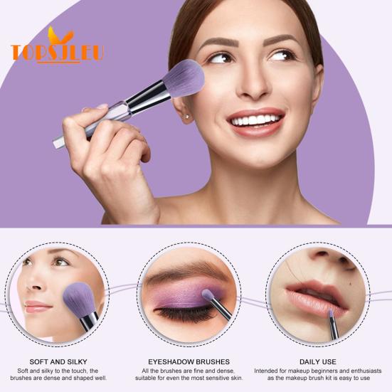 

Профессиональные кисти для макияжа, 10 шт./компл., мягкая щетина, удобные ручки, экологически чистый набор кистей для макияжа фиолетовый