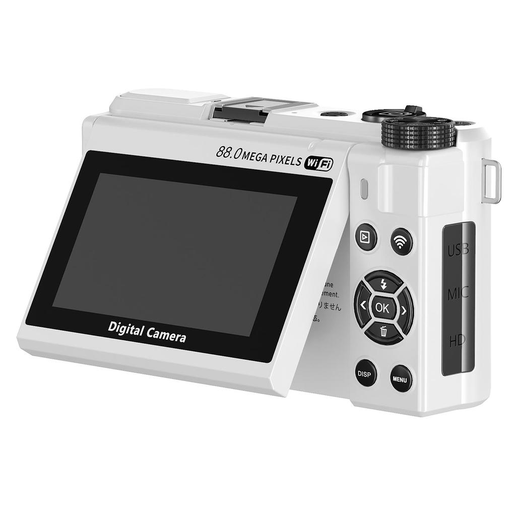 Digital Camera 8K 88MP 18x Zoom Autofocus WiFi Travel Camera with 3 Inch Flip Screen Multiple Filters Fill Light for