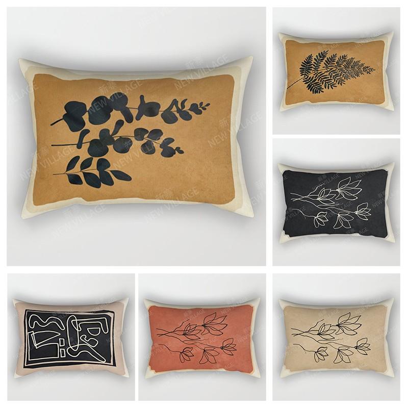 Decor nordic de toamnă, îmbrățișare, față de pernă, abstractă, frunze geometrice, boemă, canapea mașină, husă de pernă pentru sufragerie 30x50