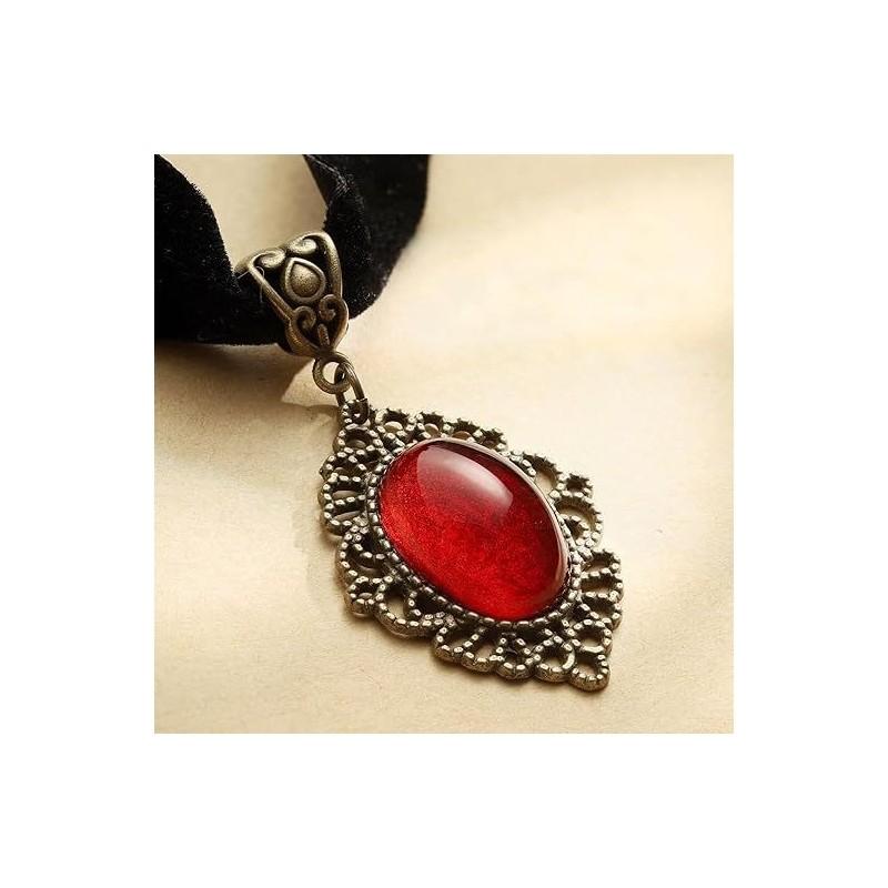 Victorian Heart Pendant Necklace With Cross Chain And Alloy Material For Women