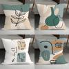 Home Decor Abstract Face & Plant Pattern Pillow Covers Pattern Cushion Cover Suitable For Sofa Bedroom Car Pillow Cover