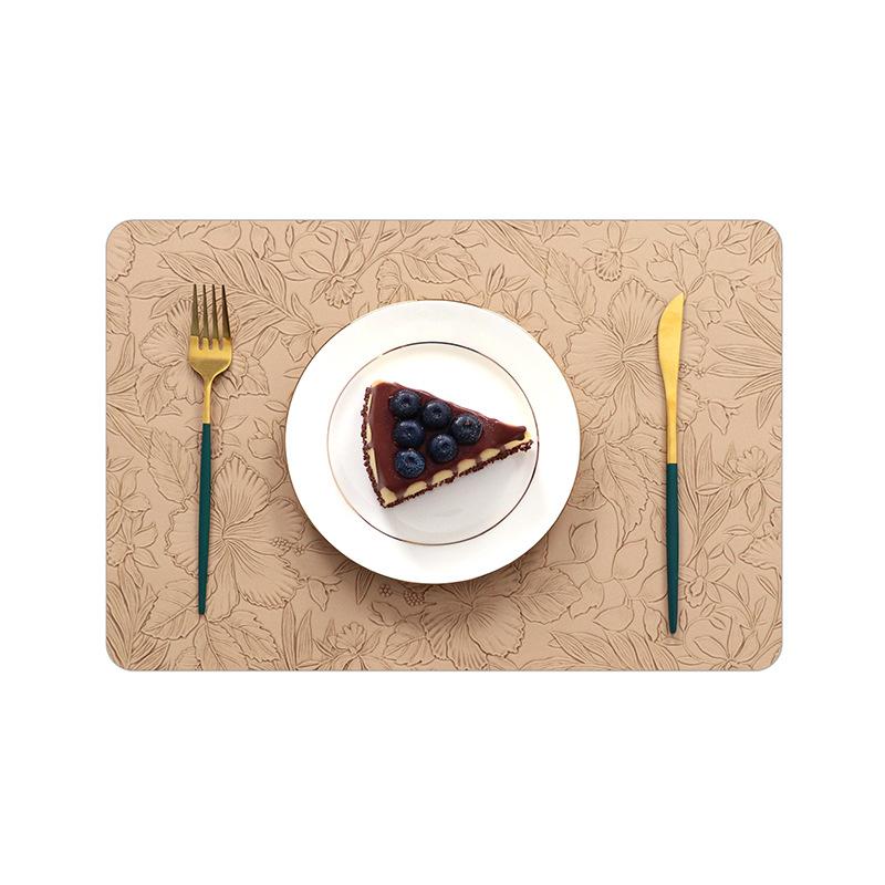 Light Luxury Leather Placemat Hotel Double-sided Embossed Square Dining Table Insulation Mat Waterproof and Oil-proof Placemat Bowl Mat Tableware