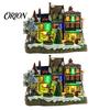 Resin Holiday Home Decor 2Pcs Christmas Train Music Box with Rotating Light, Snow Village Carousel Tree Hanging Decorations Ornament, Battery/USB
