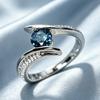 New European and American Style Rings Fashionable Blue Zircon Bracelet for Women Simple and Versatile Jewelry