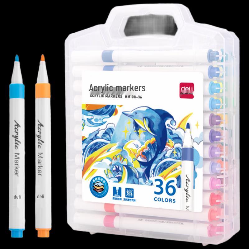 Deli 36-Color Acrylic Marker Pen Set